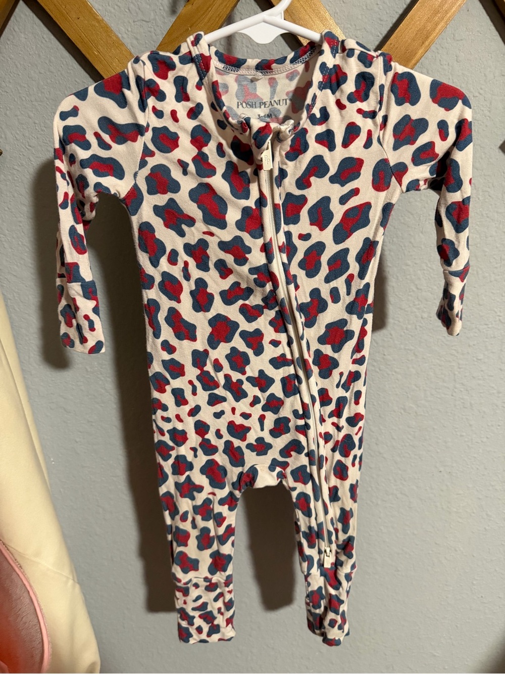 Posh Peanut Cream One-Piece with Red & Blue Leopard Print